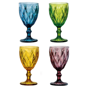 GLASSWARE MULTI-COLORED, HIGHGATE GOBLETS