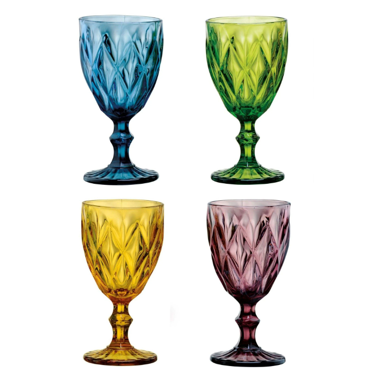 GLASSWARE MULTI-COLORED, HIGHGATE GOBLETS